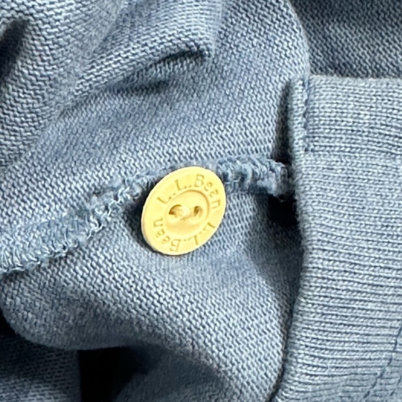 Men's L.L. Bean Large 42 - 44 Woven Henley Polo Shirt Blue Long Sleeve Pullover - Picture 7 of 9